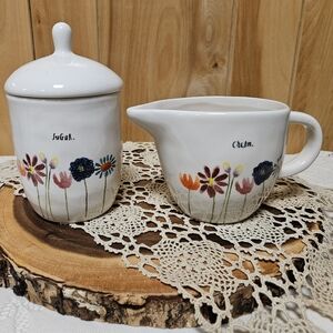 Rae Dunn Sugar & Creamer Bloom Flowers by Magenta Rae Dunn Artisan Collection